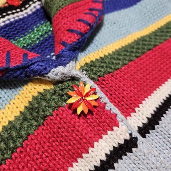 Storybook Knits VTG Cardigan Sweater Floral Beaded Embroidered Handmade Size L - Picture 9 of 14